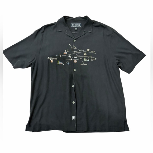 Nat Nast Other - Nat Nast 100% Silk Las Vegas Map Embroidered Shirt Black Size L